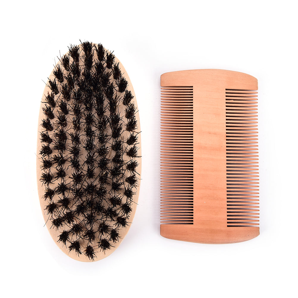 Bamboo Comb and Shaving Brush Set