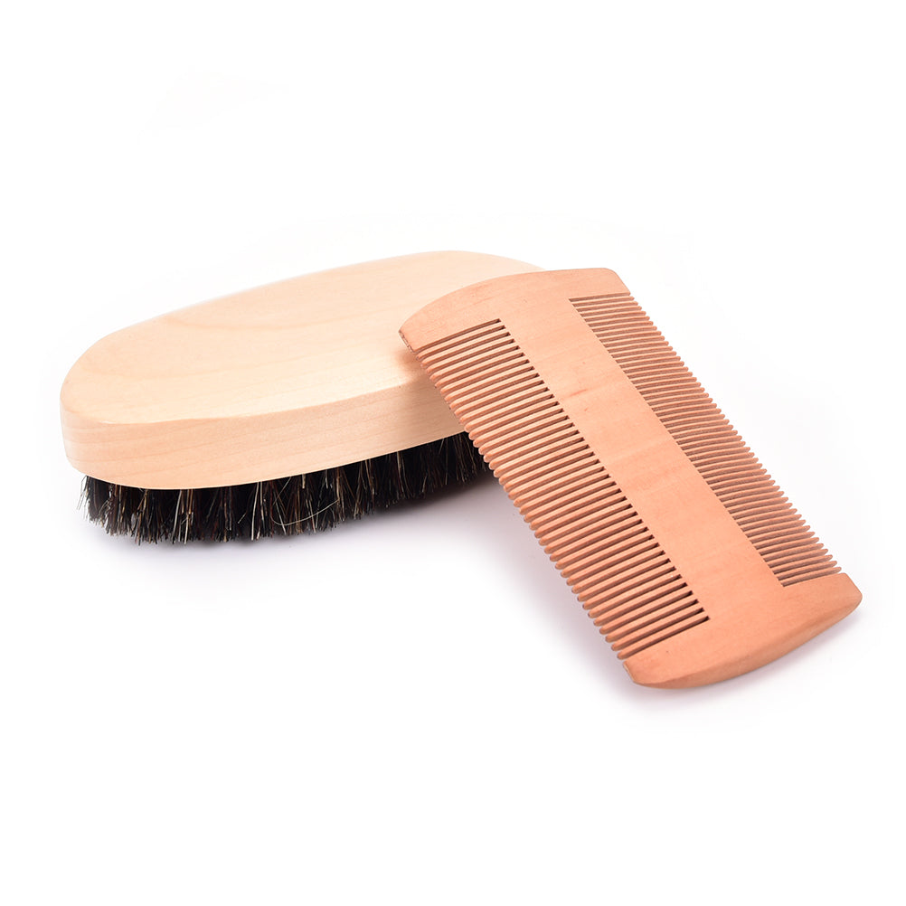Bamboo Comb and Shaving Brush Set