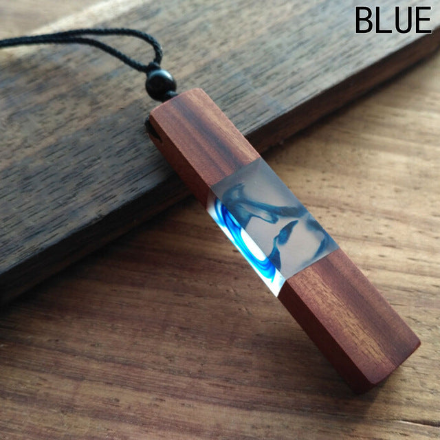 Resin and Wooden Long Pendant Necklace