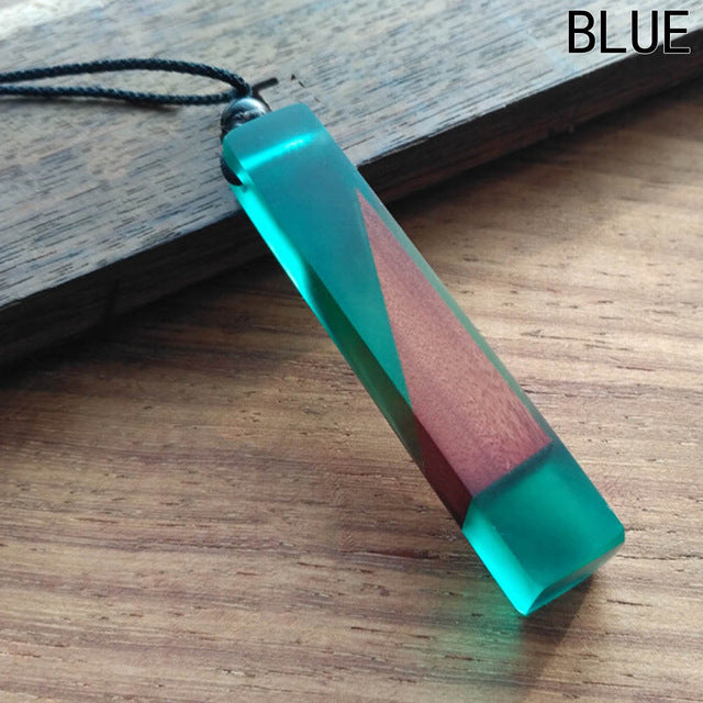 Resin and Wooden Long Pendant Necklace