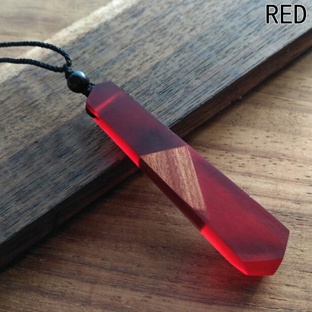 Resin and Wooden Long Pendant Necklace