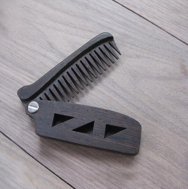 Wooden Folding Beard Comb