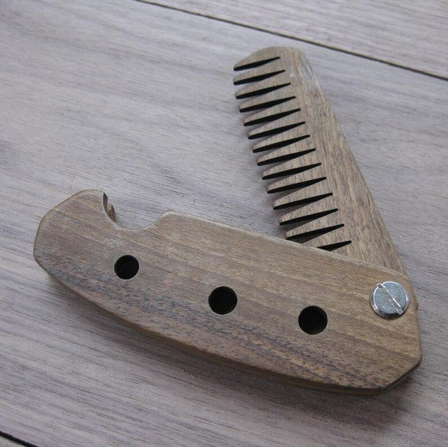 Wooden Folding Beard Comb